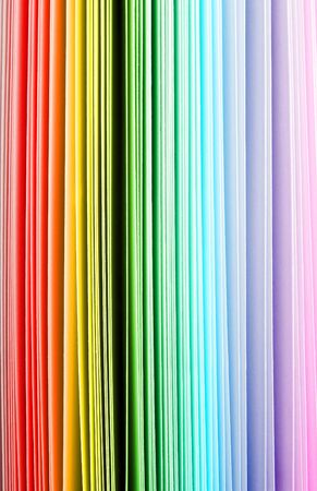 Rainbow color spectrum of thick paper ends, from red to purpleの写真素材