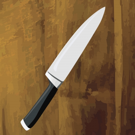 Large kitchen knife with a wooden board backgroundのイラスト素材