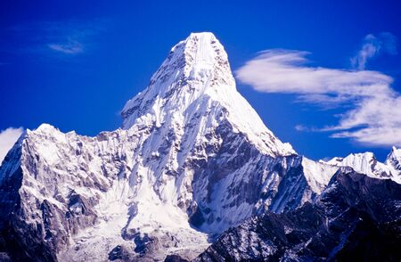Ama Dablam in the Everest region of the Nepal Himalaya mountain rangeの写真素材