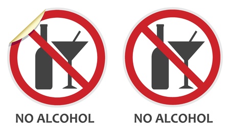 No alcohol signs in two vector styles depicting banned activitiesのイラスト素材