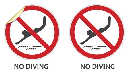 No diving signs in two vector styles depicting banned activitiesのイラスト素材