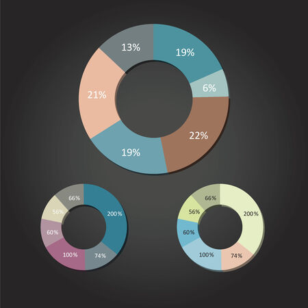 Modern flat design vector pie charts in various colorsのイラスト素材