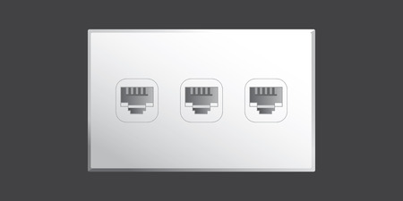 port wall socket with 3 plug connections のイラスト素材