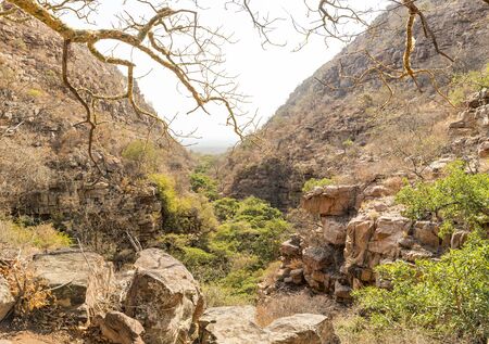 Moremi Gorge (Goo Moremi) is a deep ravine in rural Botswana, Africaの写真素材