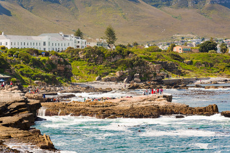 HERMANUS, SOUTH AFRICA - 4 OCTOBER 2015: Unidentified people in Hermanus for Whale Festival. Hermanus is famous for Southern Right Whale watching.のeditorial素材