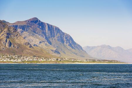 Hermanus seaside township and bay in South Africaの写真素材