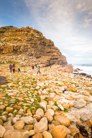 CAPE OF GOOD HOPE, SOUTH AFRICA - SEPTEMBER 2: Unidentified people at the Cape of Good Hope near Cape Town on September 2 2015 in South Africa. The Cape of Good Hope is the most south western point on the African continent.のeditorial素材