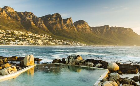 Twelve Apostles in South Africa at Sunset の写真素材