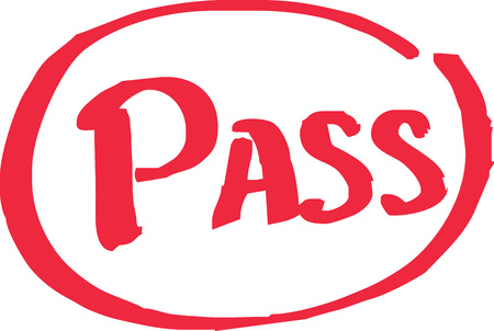 Pass exam grade written in red vector.のイラスト素材