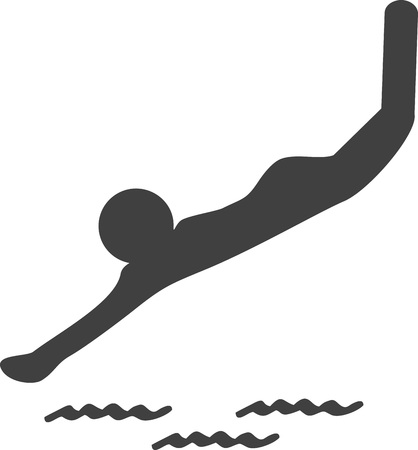 Simple diving icon vector with man diving into waterのイラスト素材
