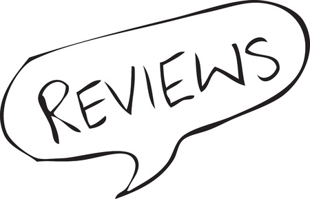 Reviews written in speech bubble in a rough hand drawn sketch style vectorのイラスト素材