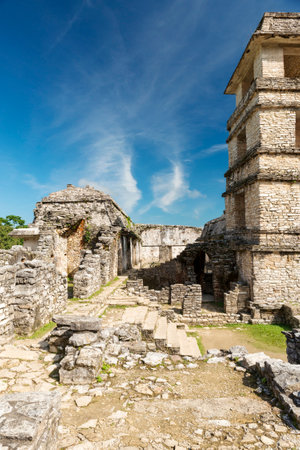 PALENQUE, MEXICO - NOVEMBER 29: The Palace, one of the Mayan buiding ruins on November 29, 2016 in Palenque. Palenque was declared a world heritage site by UNESCO in 1987.のeditorial素材