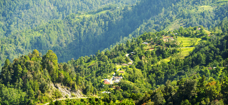Landscape of rural village in the highlands of Guatemalaの写真素材