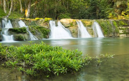 San Antonio waterfall in Toledo Belize surrounded by lush green jungle