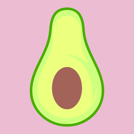 Avocado fruit cut in half in a simple minimalism vector styleのイラスト素材