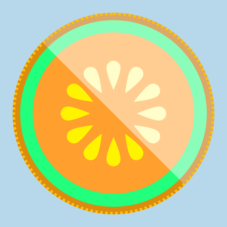 Ilustración de Cantaloupe melon fruit halved in a simple minimalism vector art style - Imagen libre de derechos