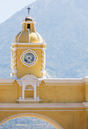 Santa Catalina Arch or Arco de Santa Catalina as it is known locally in Antigua, Guatemala in Central Americaの写真素材