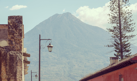 Spanish colonial views in Antigua, Guatemalaの写真素材