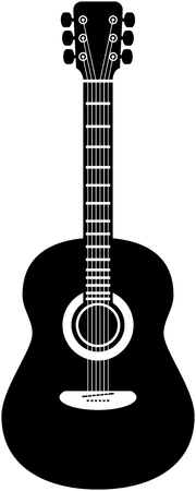 Acoustic guitar vector illustration in black and whiteのイラスト素材