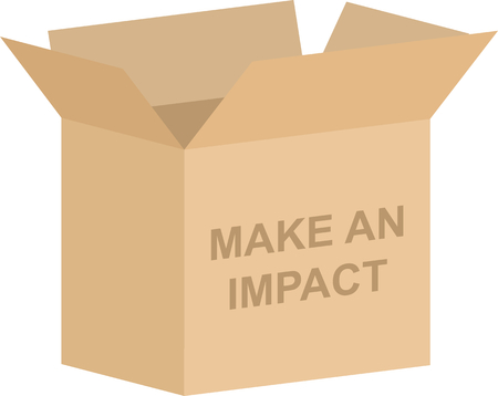 Cardboard box vector with Make An Impact written on it for charity conceptのイラスト素材