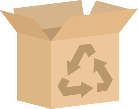 Open cardboard box vector with recycling symbol for charity or environmental conceptsのイラスト素材