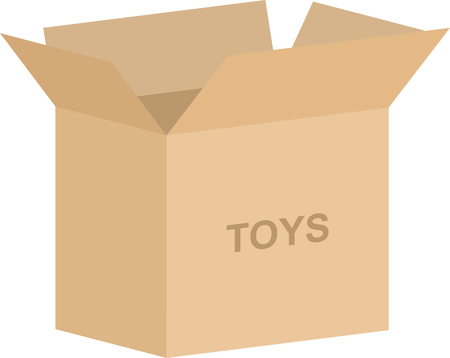 Open cardboard box vector for kids toy box conceptのイラスト素材