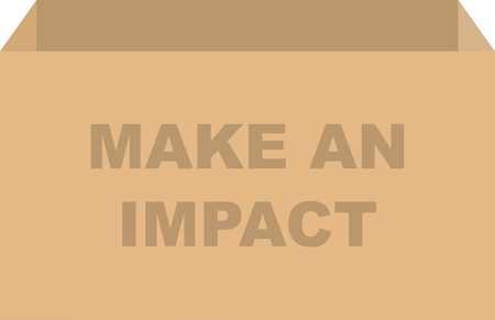 Cardboard box vector with Make An Impact written on it for donations conceptのイラスト素材