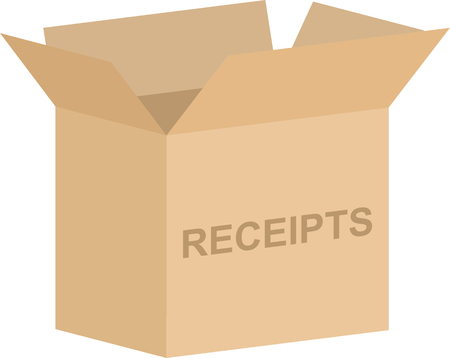 Open cardboard box vector for tax receipts conceptのイラスト素材