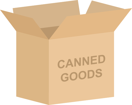 Cardboard box vector for canned goods charity drive conceptのイラスト素材