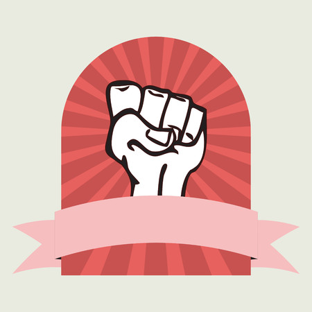 Girl power concept vector of raised fist with a bannerのイラスト素材