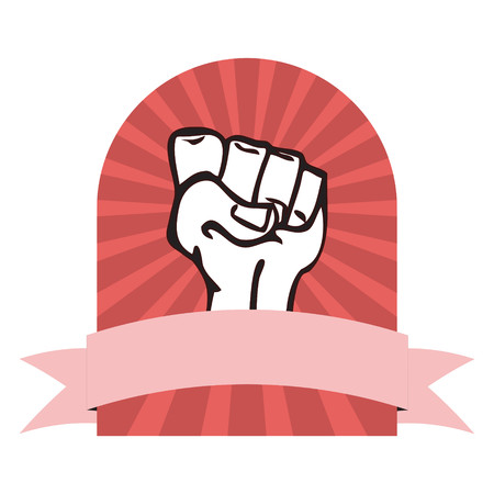Girl power concept vector of raised fist with a bannerのイラスト素材