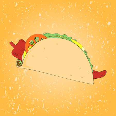 Mexico style taco sketch vector with textureのイラスト素材