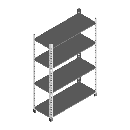 Empty metal storage rack shelves in isometric vector designのイラスト素材