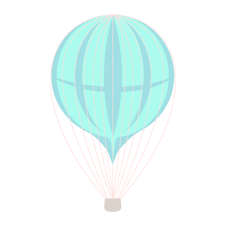 Simple vintage style hot air balloon in flight vectorのイラスト素材