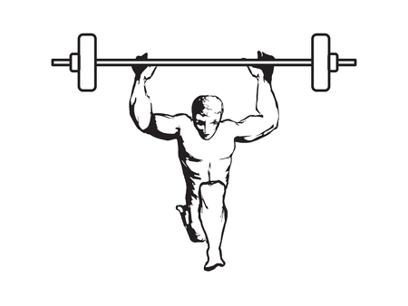 Sketch vector of a strong man lifting weights above his headのイラスト素材