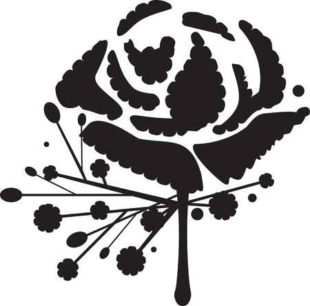 Classic carnation buttonhole flower or boutonniere silhouette vectorのイラスト素材