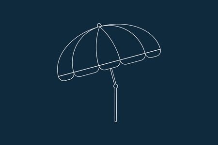 Line drawing vector of a beach umbrella on blueのイラスト素材