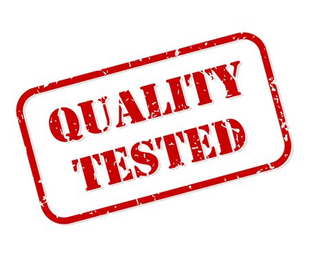Quality tested red rubber stamp vector isolatedのイラスト素材
