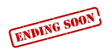 Ending soon red rubber stamp vector isolatedのイラスト素材