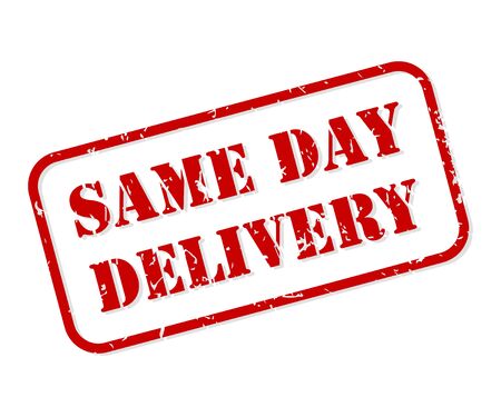 Same day delivery red rubber stamp vector isolatedのイラスト素材