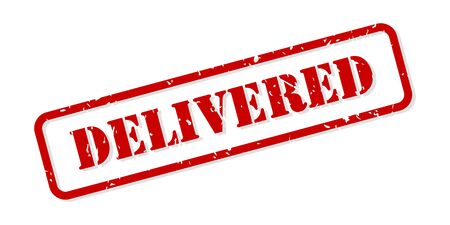 Delivered red rubber stamp vector isolatedのイラスト素材