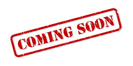 Coming soon red rubber stamp vector isolatedのイラスト素材