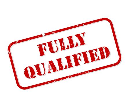 Fully qualified red rubber stamp vector isolatedのイラスト素材