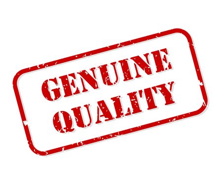 Genuine quality red rubber stamp vector isolatedのイラスト素材