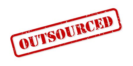 Outsourced red rubber stamp vector isolatedのイラスト素材