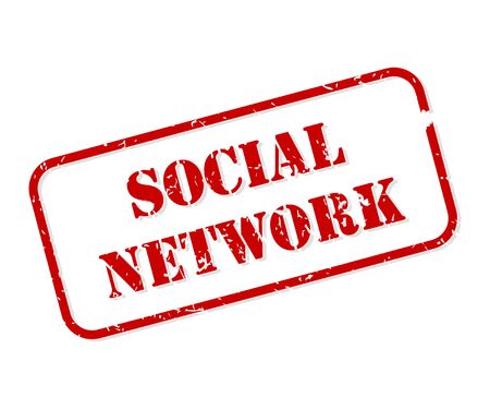 Social network red rubber stamp vector isolatedのイラスト素材