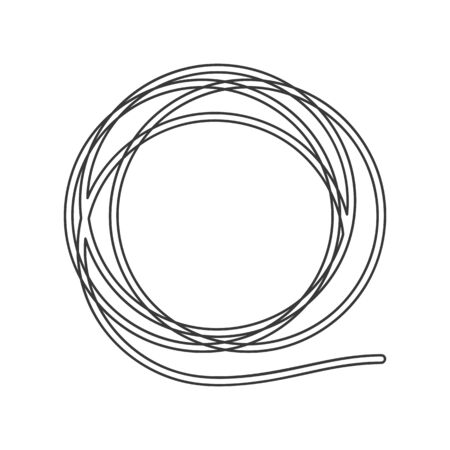 Hose or wire icon coiled in a circle in vector line drawingのイラスト素材