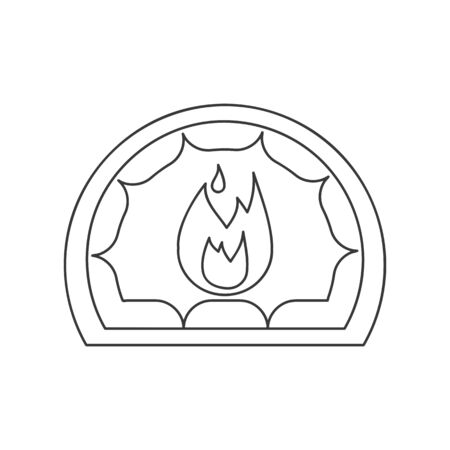 Hearth icon with fire in vector line drawingのイラスト素材