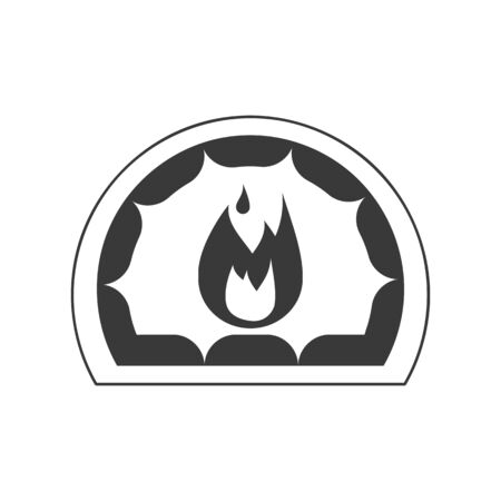 Hearth icon with fire in vectorのイラスト素材