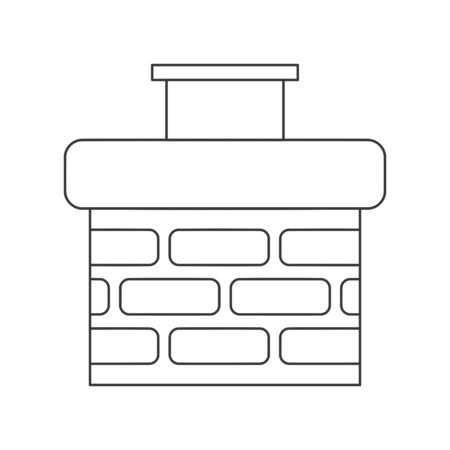 Chimney icon made of bricks in vector line drawingのイラスト素材